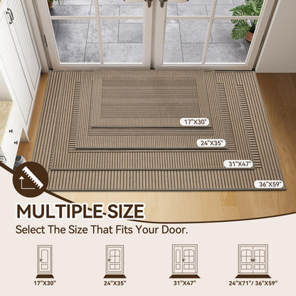 QiCaiJia Door Mat 17"x30", Thin Dirt Trapper Entryway Door Mats Non Slip Washable Doormat, Low-Profile Welcome Mat for Inside Front Backdoor and Entrance