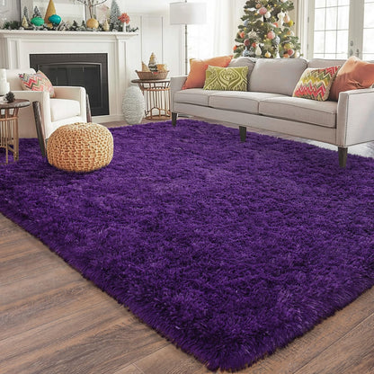 Ailyei 8x10 Large Area Rugs for Living Room, Ultra Soft Purple Big Shag Rug for Bedroom Nursery, Modern Fluffy Plush Carpet for Girls Boys Kids Room Dorm Home Decor, Upgrade Non-Slip