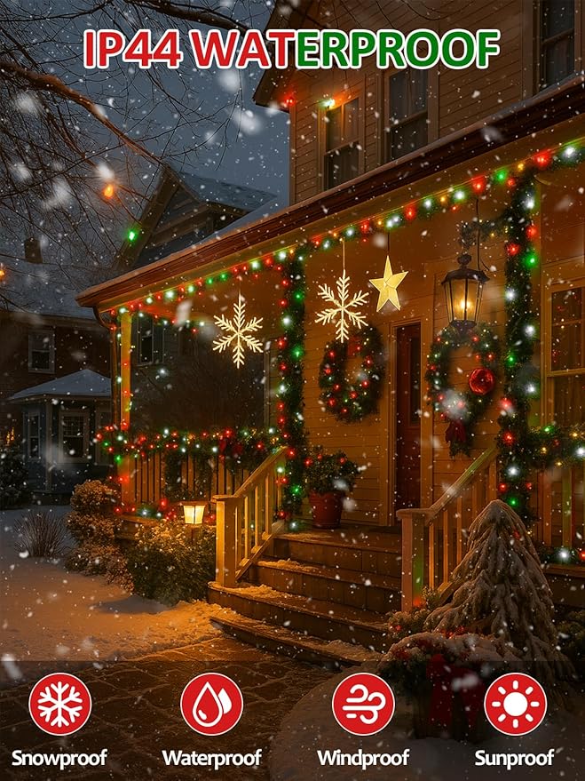 Upgraded 250 LED C6 Connectable Christmas String Light Red Green and White, 82FT Waterproof Christmas Twinkle Light Outdoor, Plug in Fairy Lights Indoor with 13 Modes & Timer for Christmas Decoration