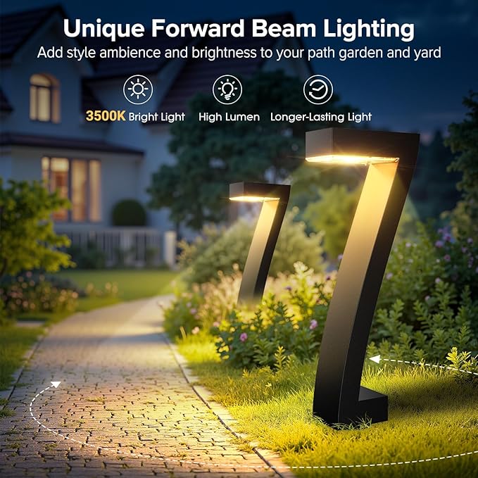 WdtPro Solar Lights Outdoor Pathway Lights, 2 Pack Upgraded Bright LED Outdoor Solar Light for Outside, IP65 Waterproof Solar Garden Light for Yard, Driveway, Walkway, Landscape, Patio Decor