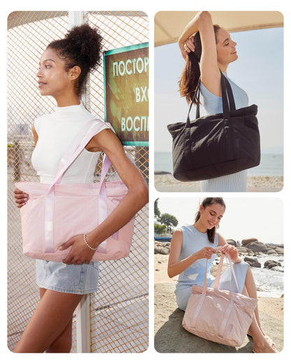 BAGSMART Tote Bag for Women with Zipper, Gym tote with Compartments, Work Tote Nurse Dance Yoga Bag for Travel