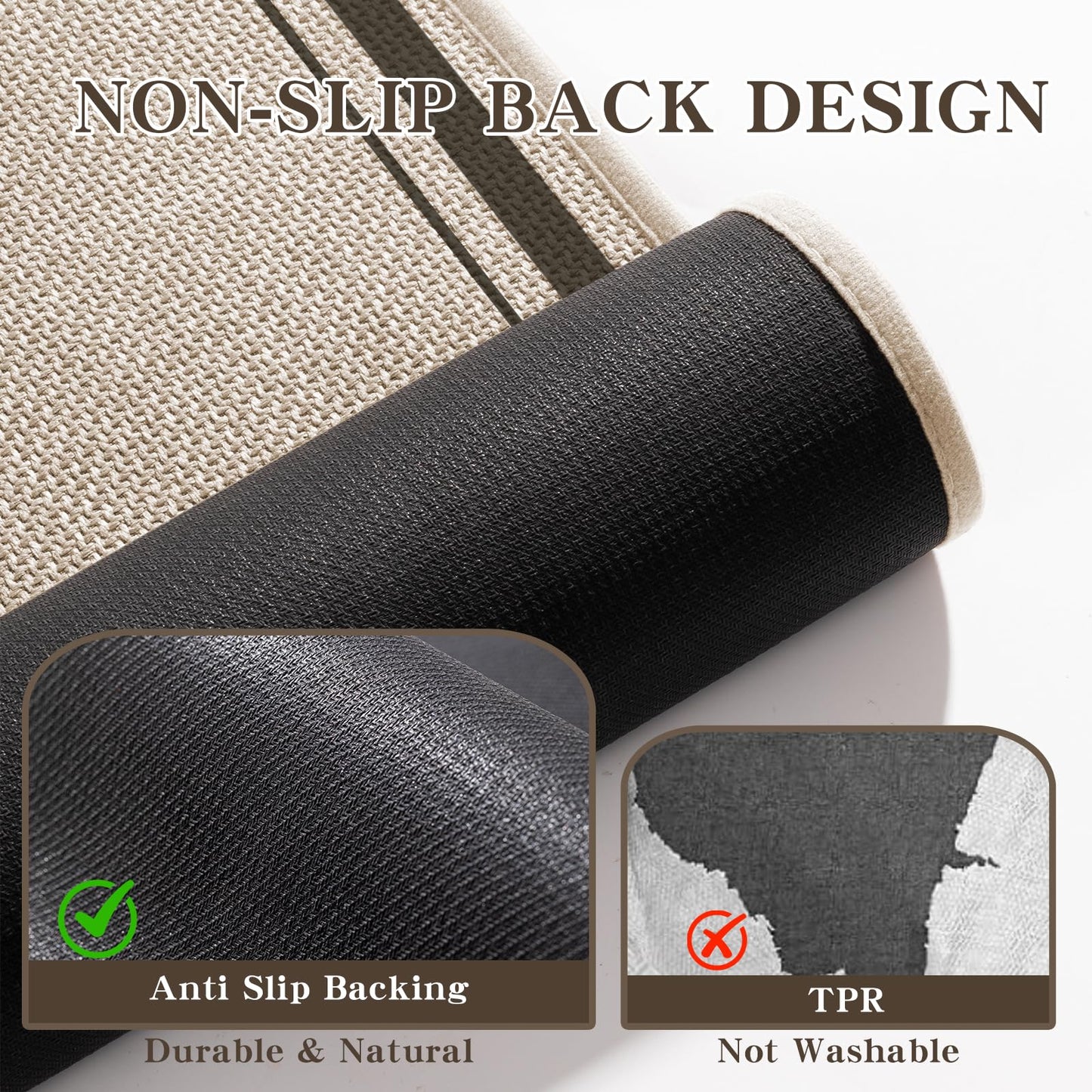 chakme 2 Piece Bathroom Rug Sets, Ultra Thin Absorbent Bath Mat for Bathroom Non Slip Machine Washable, Light Beige, 17"x24"+Toilet Mat