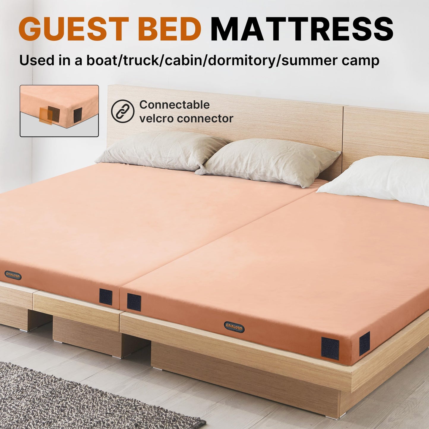 GAIALOOP Floor Memory Foam Car Camping Bed Glamping Roll Up Futon Mattress, Japanese Floor Sleeping Mat Camp Cot Mattress Pad Travel Guest Side Sleepers [Twin XL: 80 * 38 * 3'']