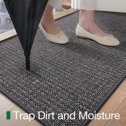LUMI Thin Indoor Door Mat 32''x48'', Traps Dirt and Moisture, Non-Slip Rubber Backing Mats, Modern Inside Doormat for Home Entrance, Entryway, Patio & Porch, Medium Gray