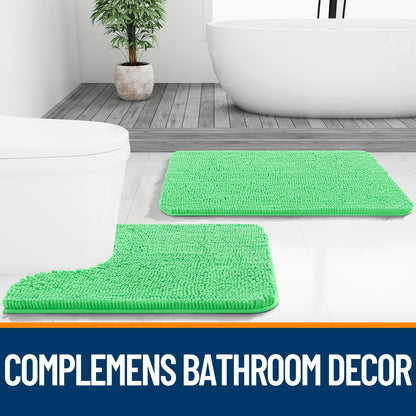 OLANLY Bathroom Rugs 36x24, Extra Soft Absorbent Chenille Bath Rugs, Rubber Backing Quick Dry, Machine Washable Bath Mats for Bathroom Floor, Tub and Shower, Home Decor Accessories, Mint Green