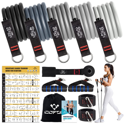 Resistance Bands with Handles for Women, 5 Level Exercise Bands Workout Bands for Physical Therapy, Yoga, Pilates, Door Anchor, Storage Pouch