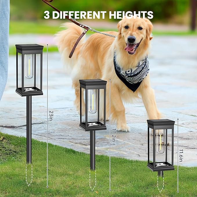 Solar Pathway Lights Outdoor - 8 Pack, IP65 Waterproof Warm White LED, Auto On/Off, Solar Powered Modern Square Design Landscape Lighting, for Walkway Garden Lawn Yard Decor