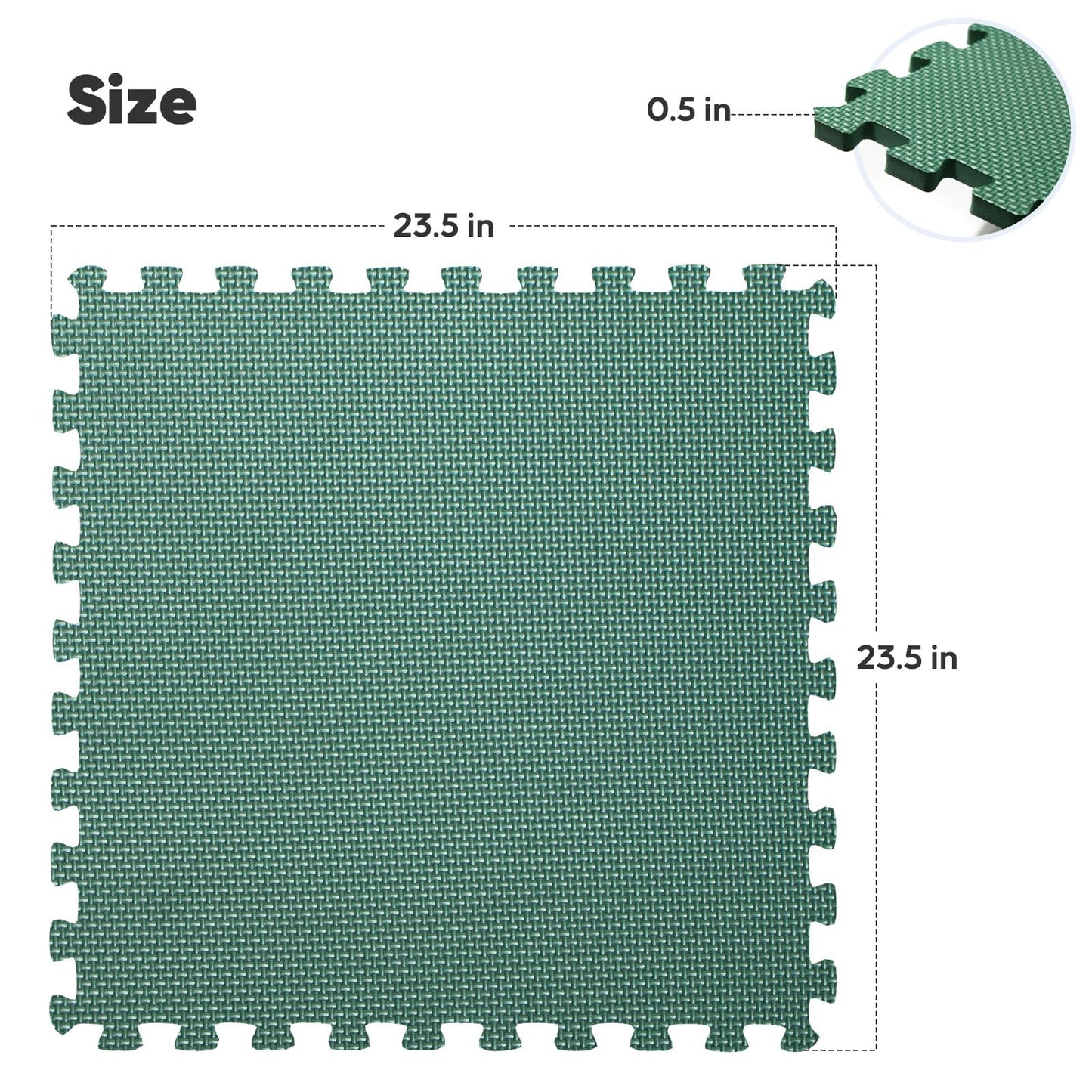 32 Pack Home Gym Mat, Puzzle Exercise Mat, EVA Interlocking Foam Floor Tiles for Home Workout Equipment and Kids' Play Areas - Blue, 24 in x 24 in x ½ in - (Green, 32 Pack(128 SQ FT))