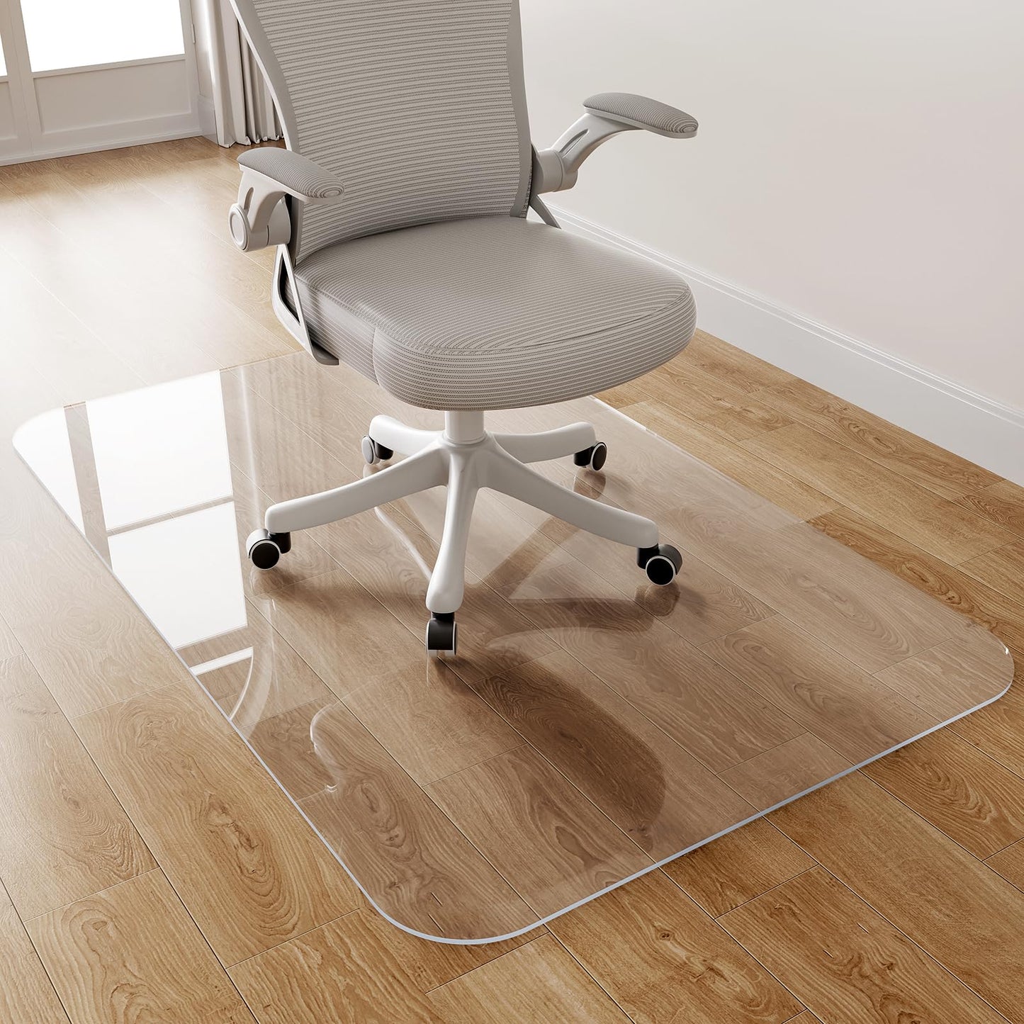 Delamu Office Chair Mat for Hardwood Floor, 30"×48" Office Computer Desk Chair Mat, Clear PVC Heavy Duty Floor Protector Mats for Rolling Chairs, Only for Hard Floor (30"×48" Rectangular)