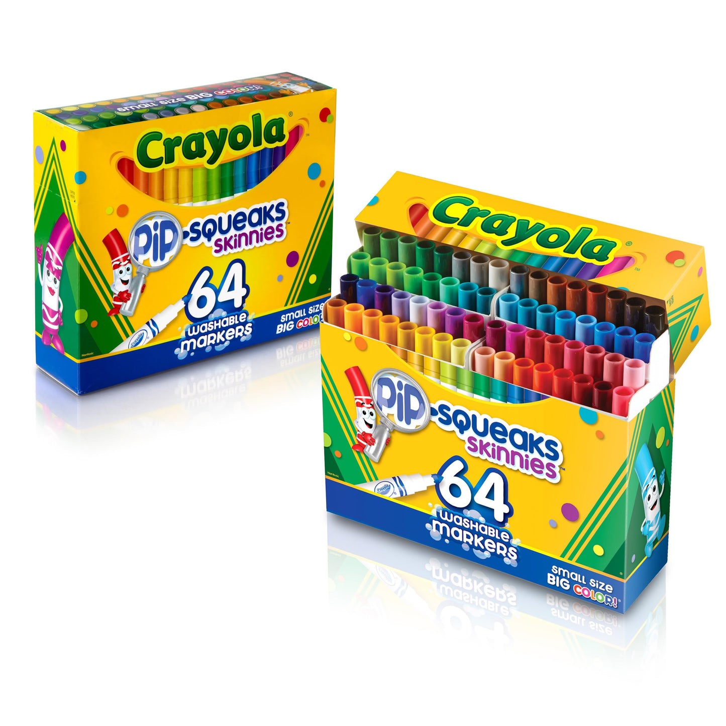 Crayola Pip-Squeaks Skinnies Washable Markers (64ct), Mini Markers for Kids, Coloring Markers, Craft Supplies, Kids Holiday Gift, 3+