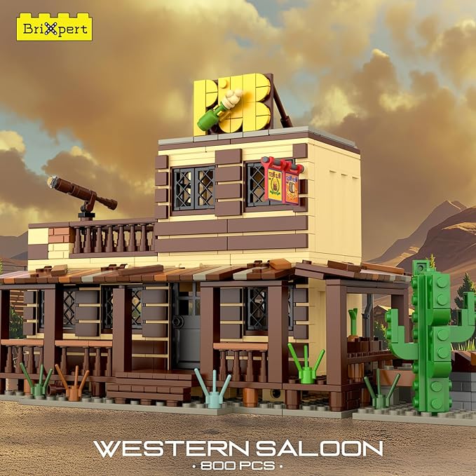 Mould King Wild West Architecture Building Sets Mini Western-Saloon Modular Buildings Model Kits Ideas House Office Room Decor Gifts for Adult &amp Teens Age 14+ (800 PCS)