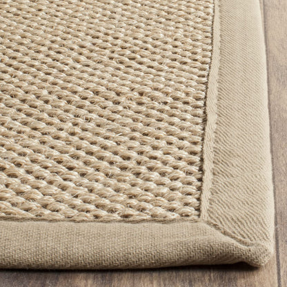 SAFAVIEH Area Rug 6x8 Oval - Natural Fiber Collection - Maize & Linen Color, Sisal, Woven Design with Border (NF141B)