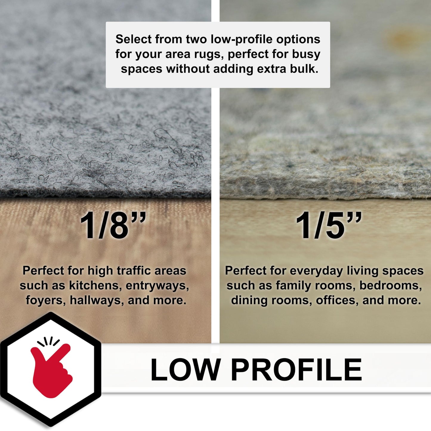 Mohawk Home 2’ x 3’ Non Slip Grip Rug Pad 1/8" Low Profile Felt Cushion + Rubber Gripper, Great For High Traffic Areas - Safe For All Floors