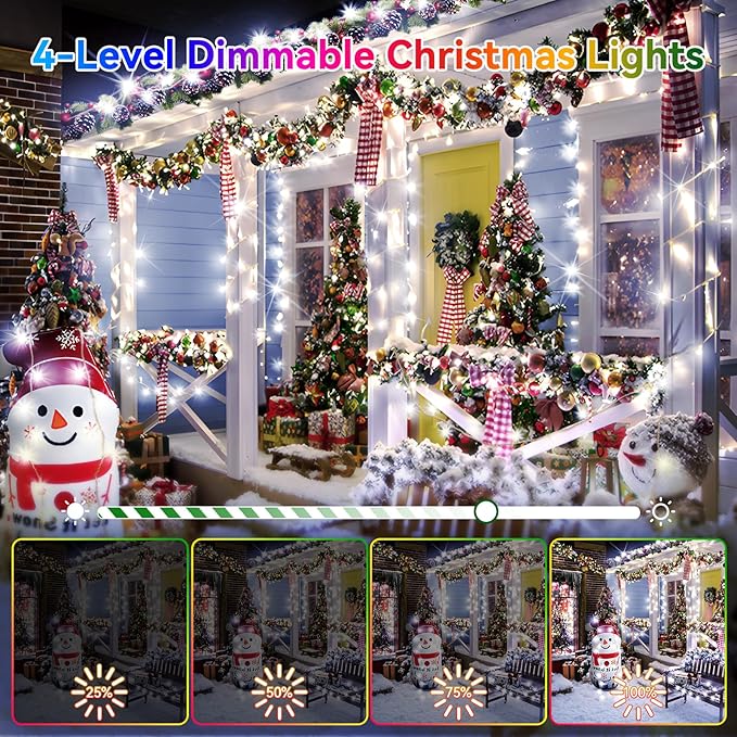 Heceltt Christmas Lights Outdoor, 403FT 1000 LED String Lights 8 Modes and Timer Memory Function Twinkle Fairy Lights IP44 Waterproof Plug in for Xmas Tree Wedding Party Holiday Decor(White)