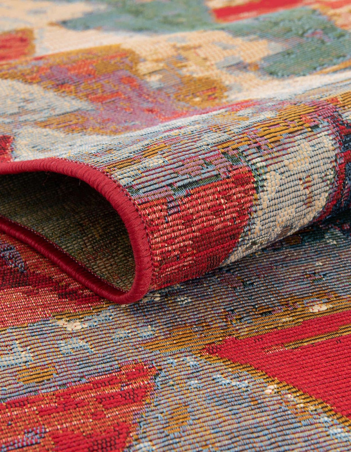 Unique Loom Outdoor Modern Collection Area Rug - Tamarindo (7' 1" Octagon Multi/Burgundy)