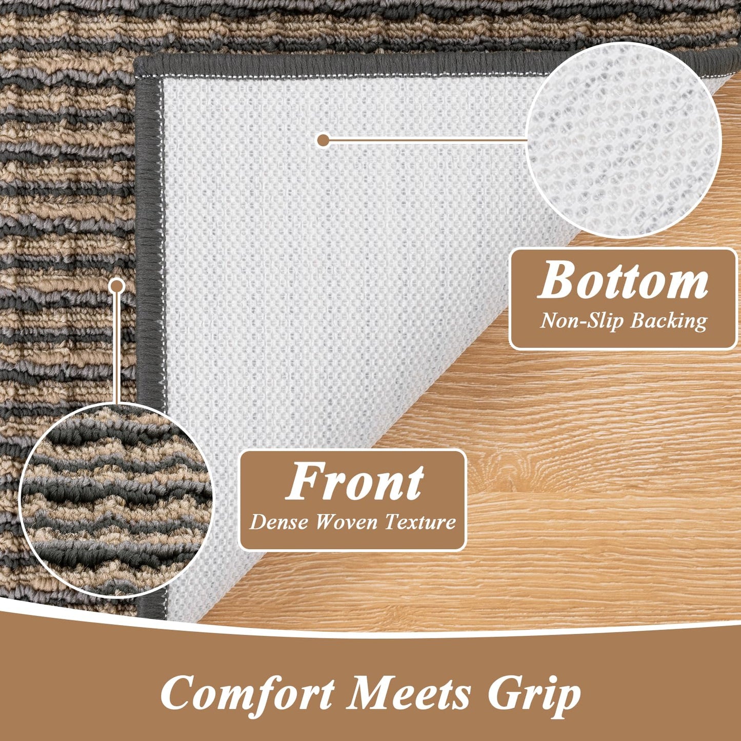 Ileading Hallway Runner 24"x71" Non-Slip Washable, Super Absorbent Stain Resistant Friendly Muddy Paws Floor Mat, Entryway Mat for Hallway Corridor, Coffee