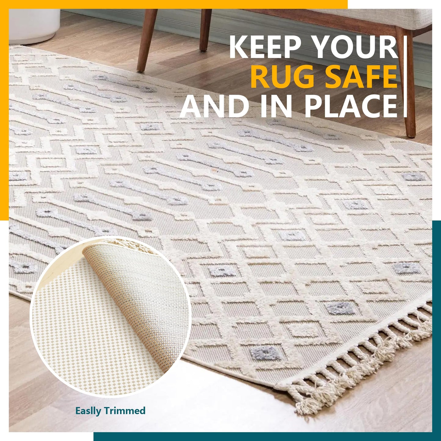MIXCOOL Non Slip Rug Pad Gripper 8x10 Feet Extra Thick Pads for Hardwood Floors,Anti Skid Mat Under Carpet,Runner Keep Area Rugs Safe and in Place