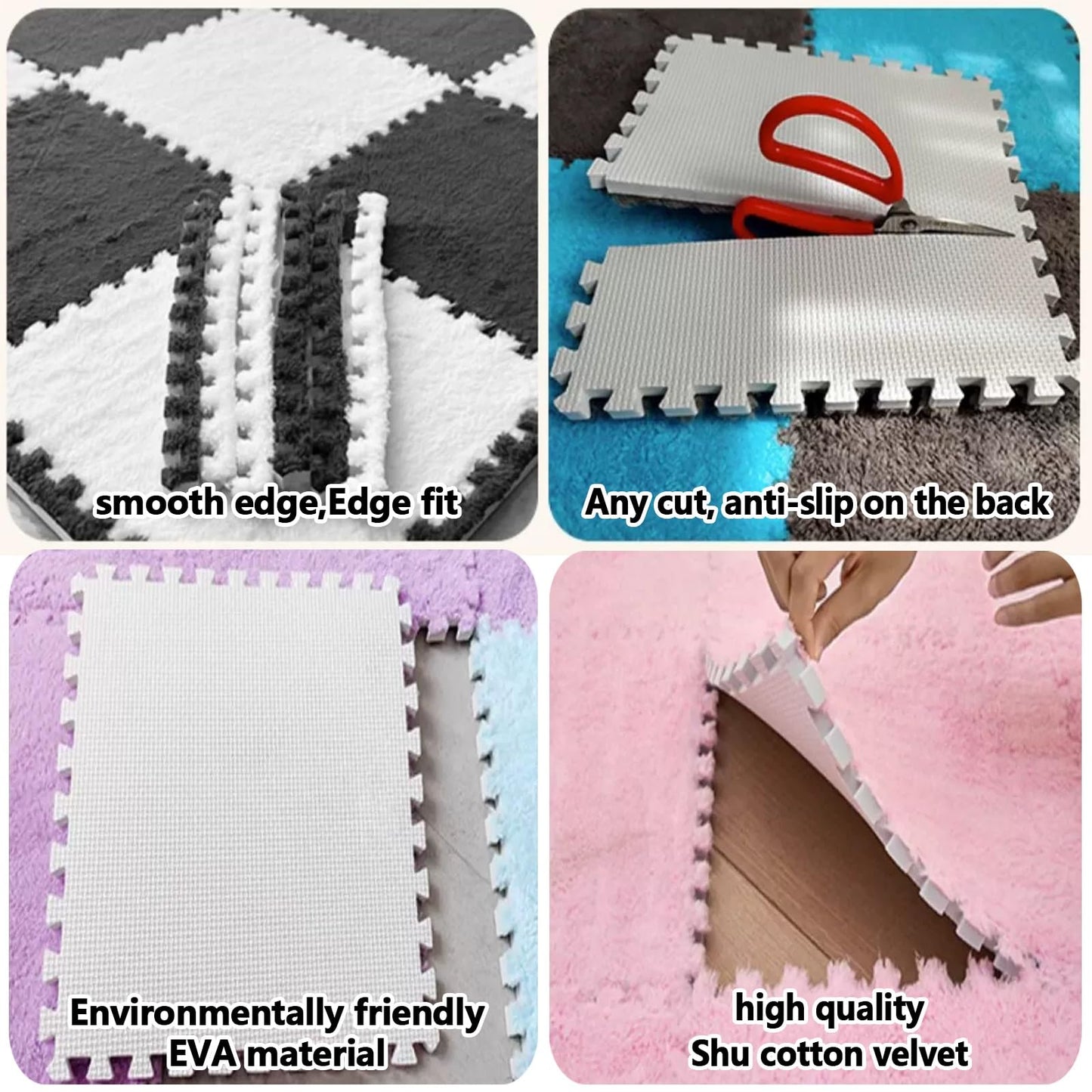 Modern Sound Insulation Carpet, Interlocking Bedroom Area Rugs, Soft Comfort Parlor Carpet, Indoor 10 Pieces EVA Washable Floor Mat, Easy To Disassemble,Seamless Splicing,Suitable For All Seasons. ( C