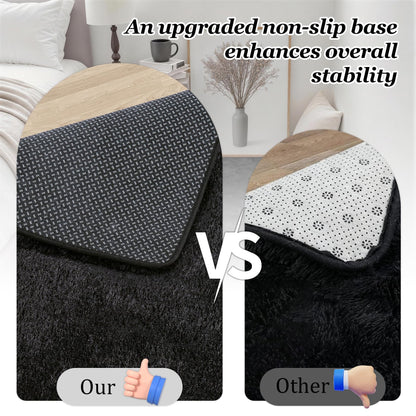 8x10 Area Rugs for Living Room Bedroom: Ultra Soft Fluffy Shag Rug Upgrade Non-Slip Non-Shedding Large Fuzzy Plush Carpet Indoor Floor Carpets for Kids Room Playroom Nursery Dorms Home Decor Black