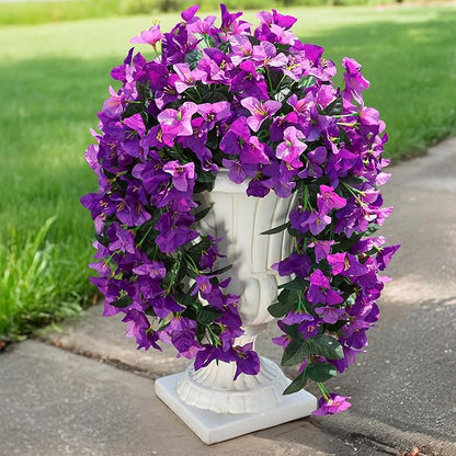 HyeFlora Bougainvillea Artificial Hanging Flowers Plants for Outdoors Decoration, 2pcs Fake Flowers Silk Bougainvillea Vines Realistic UV Resistant Faux Flowers for Outdoor Planters Porch Patio, Mix