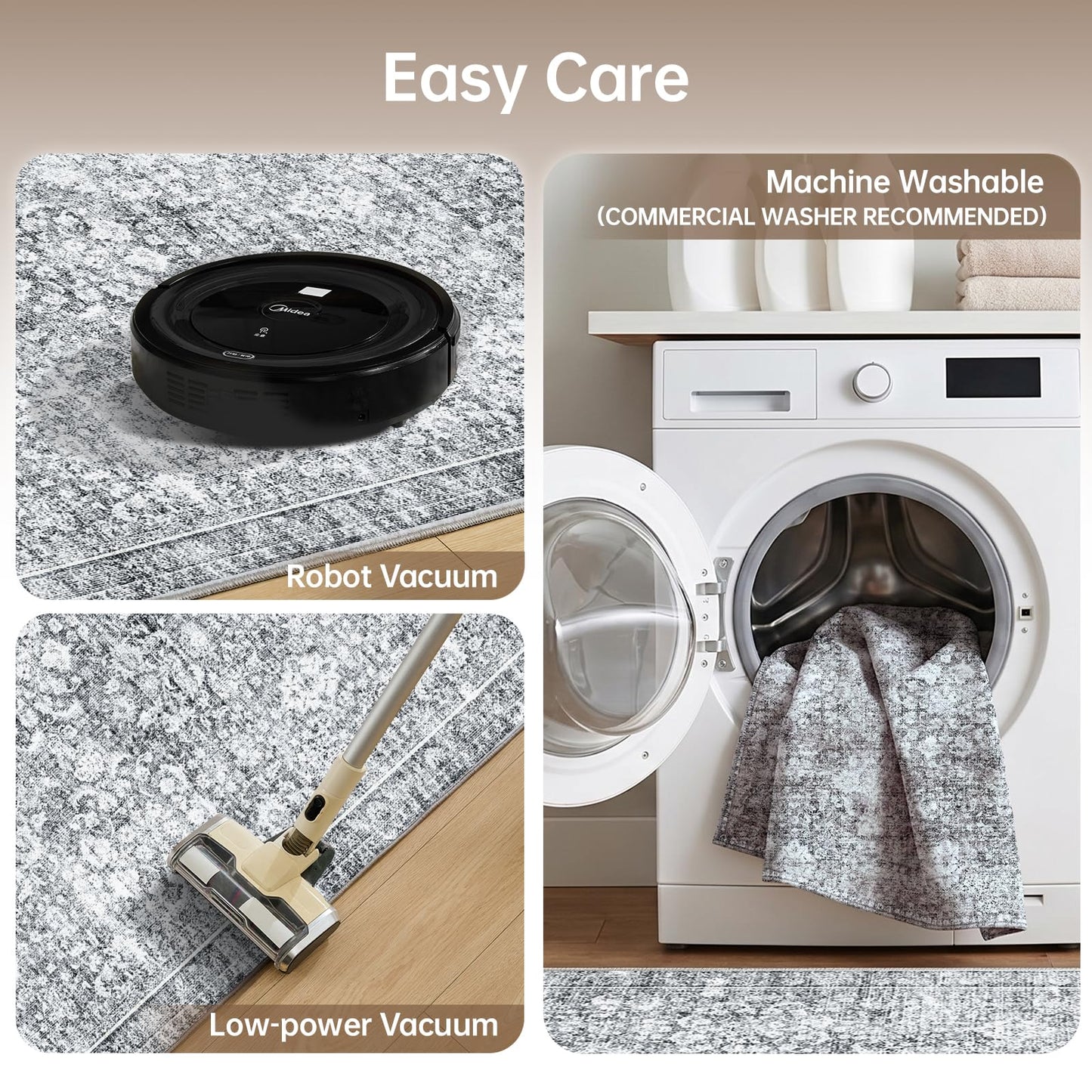 Sasttie 5x7 Area Rugs, Ultra-Soft Washable Rug, Low Pile Foldable Thin Carpets with Non-Slip Backing, Skin-Friendly Stain Resistant Carpet for Living Room, Bedroom, Kitchen, Dorm, 5x7, Light Grey