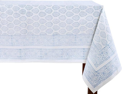 ATOSII Amalfi 100% Cotton Boho Rectangle Fall Tablecloth, Handblock Print Table Cloth for Kitchen I Dining Table Linen Fall Décor I Parties Wedding Outdoor Christmas Thanksgiving I 60 X 108 Inches