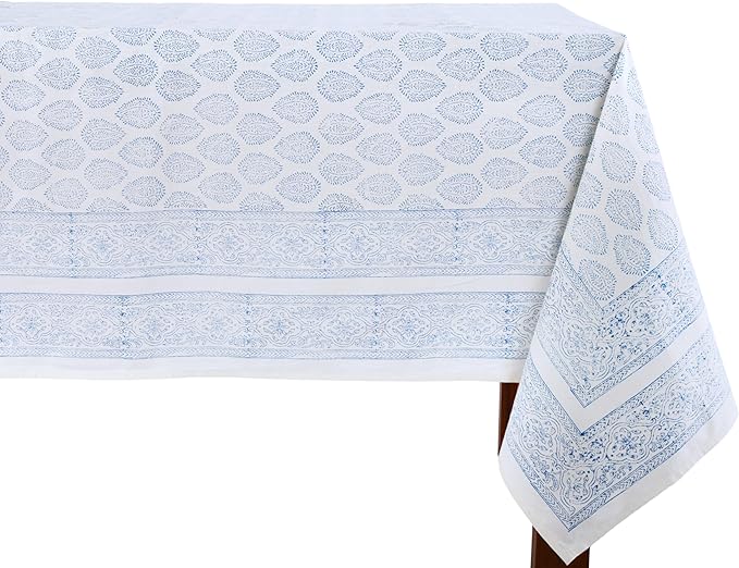 ATOSII Amalfi 100% Cotton Boho Square Fall Tablecloth, Handblock Print Table Cloth for Kitchen I Dining Table Linen Fall Décor I Parties Wedding Outdoor Christmas Thanksgiving I Fall 60 X 60 Inches