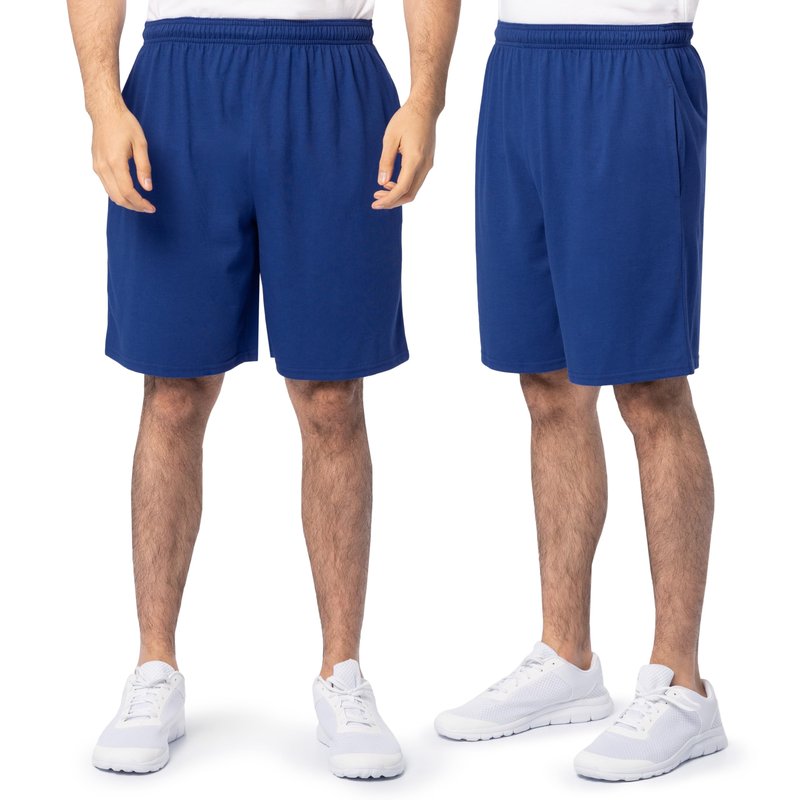 Fruit of The Loom Men's Eversoft Cotton Shorts with Pockets (S-4XL), 2 Pack-Blue, Large