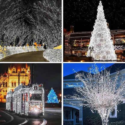 4 Pack Solar String Lights Outdoor, Extra-Long 400LED Solar Christmas Fairy Lights Waterproof, Outdoor Twinkle Light Silver Wire 8 Modes Fairy Light for Tree Garden Party Xmas Decor (Cool White)