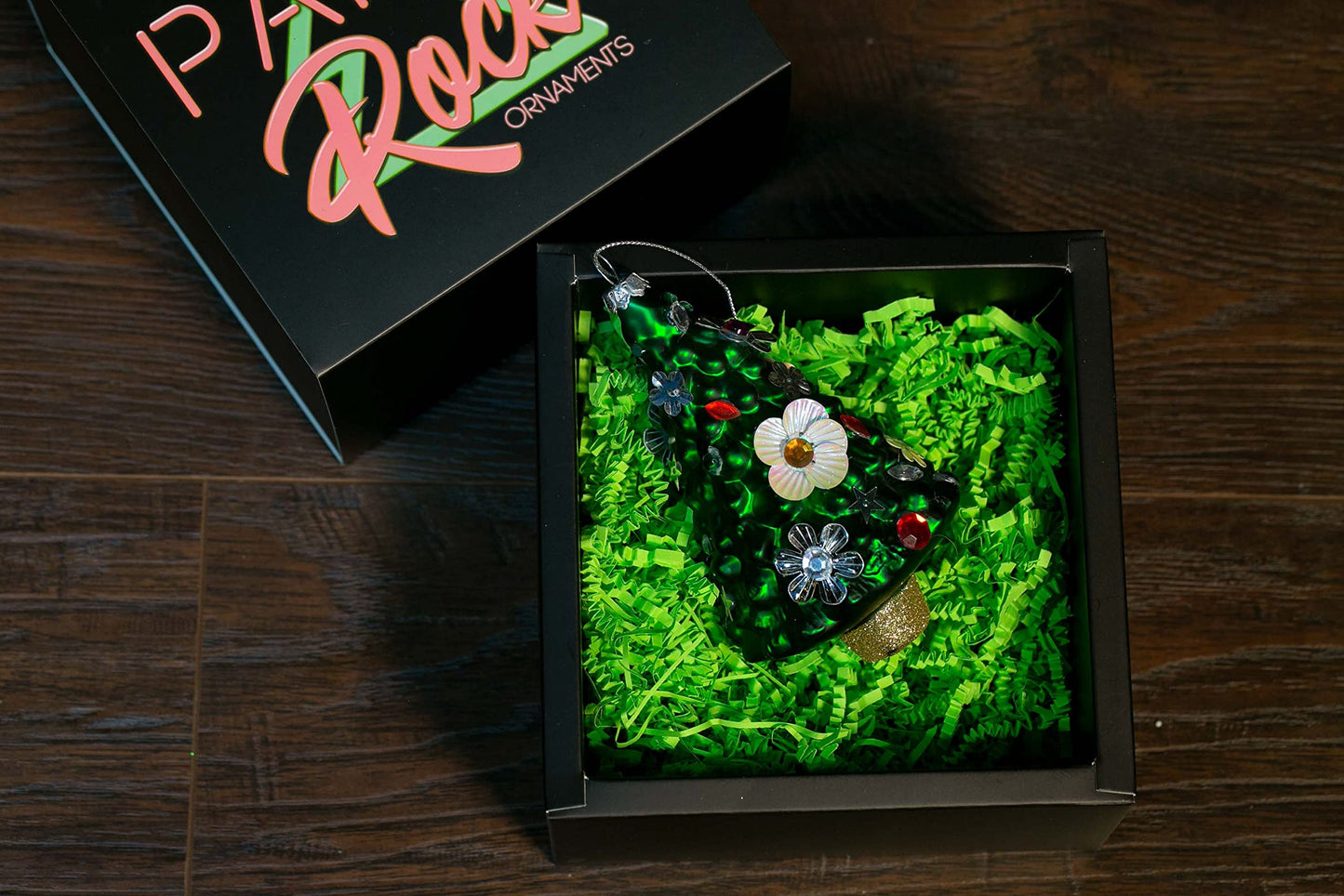 Party Rock | Christmas Tree with Flowers Glass Ornament | X-Mas Collection