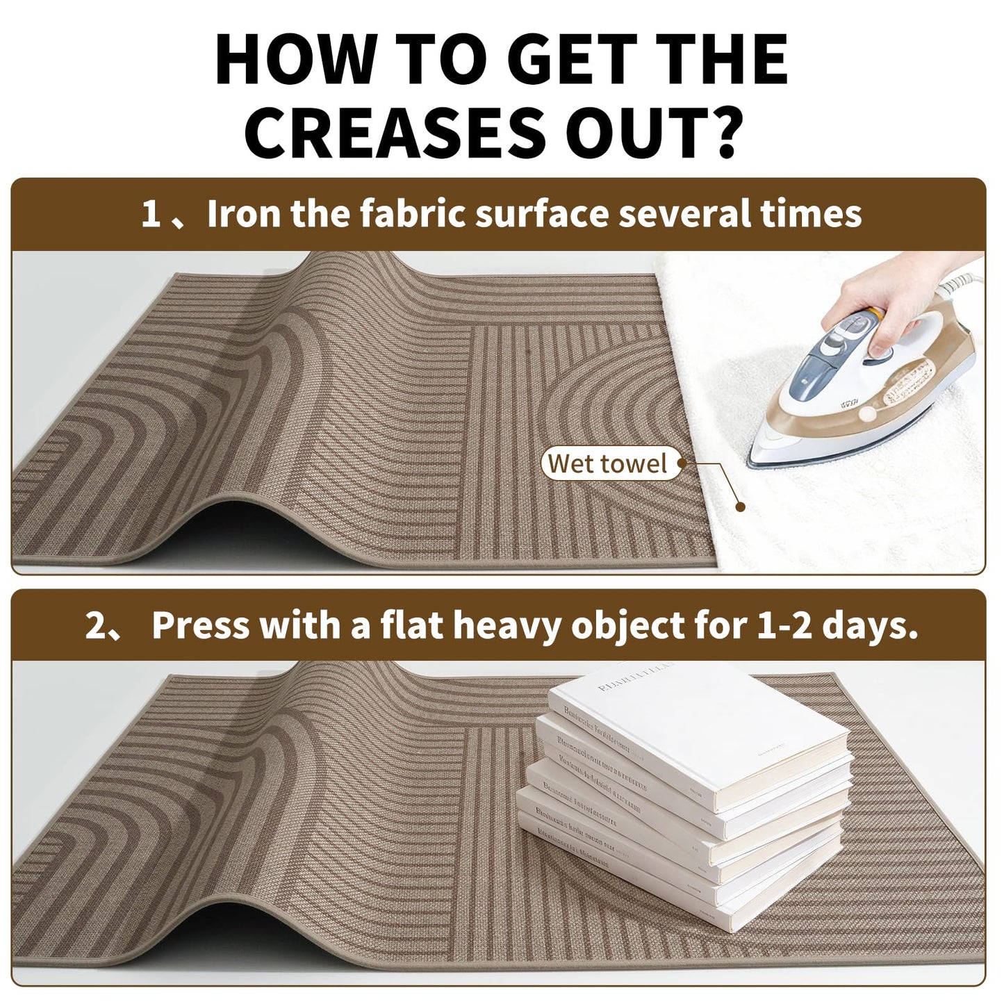 QiCaiJia Front Door Mat 17''x30'', Absorbent Dirt Resist Washable Non Slip Low-Profile Indoor Doormat, Easy Clean Entryway Welcome Door Mats, Brown