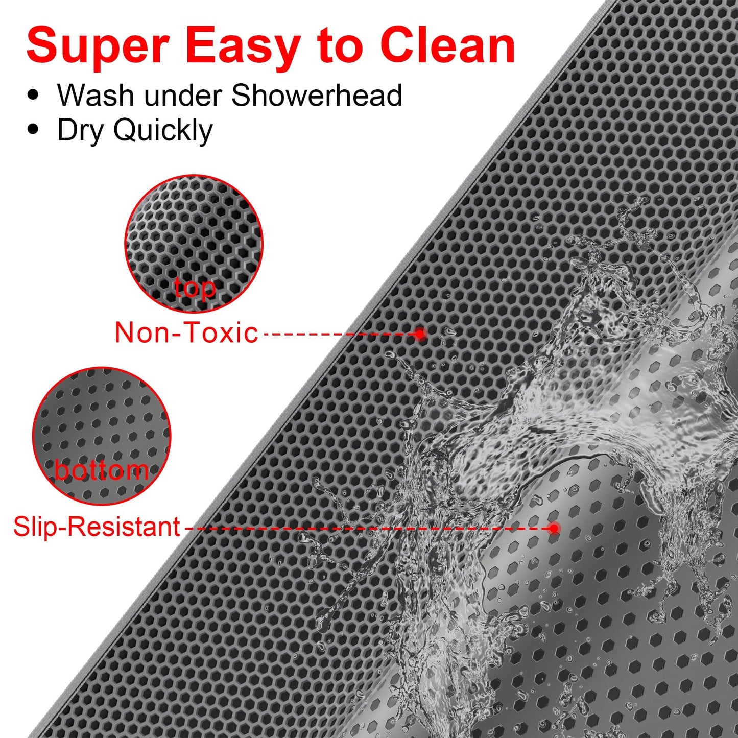 Waretary Cat Litter Box Mat: 36"x 30" Waterproof Kitty Cat Litter Trapping Mat, Easy-clean Double-layer Scatter Control Pad Rug (Grey)