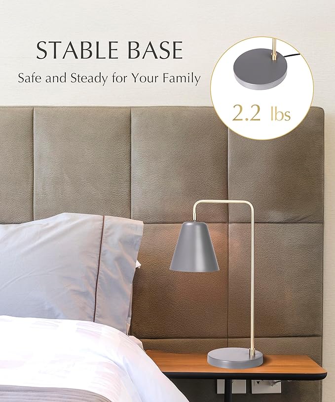 HarvestLand Steady Brass Desk Lamp – Industrial Table Lamp with Solid Base, Lamp for nightstand, Desk Lamp Home Office and Bedside Table Lamp, Modern Reading Lamp