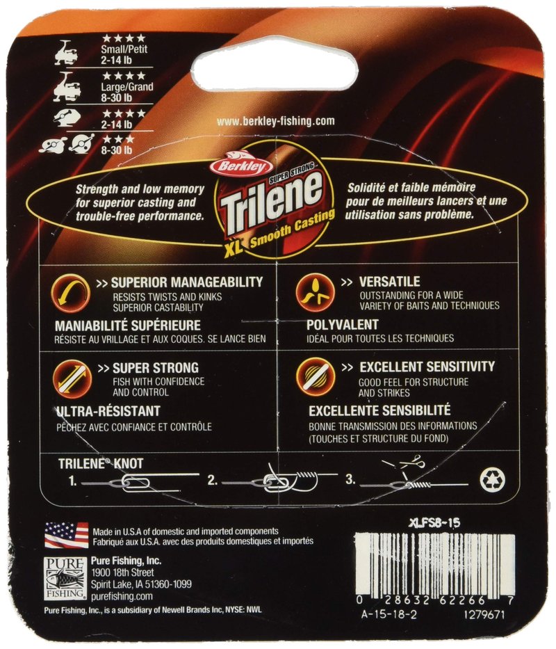 Berkley Trilene® XL®, Clear, 12lb | 5.4kg, 3000yd | 2743m Monofilament Fishing Line, Suitable for Freshwater Environments