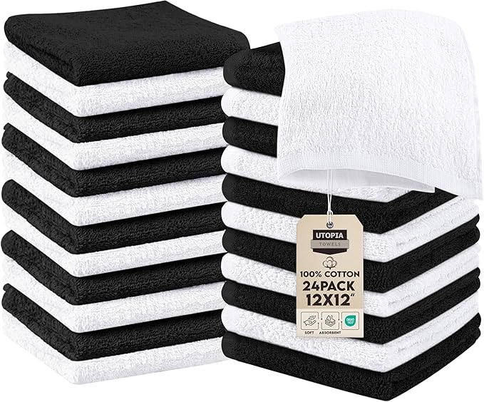 Utopia Towels 24 Pack Cotton Washcloths Set, 100% Ring Spun Cotton, Highly