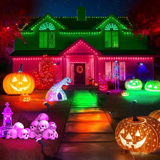 Linkind Christmas Solar Lights Outdoor StarRayS, Christmas Decorations Color Changing Solar Spot Lights, IP67 Waterproof for Landscape Garden Pathway Walkway (Multicolor, 6 Pack)