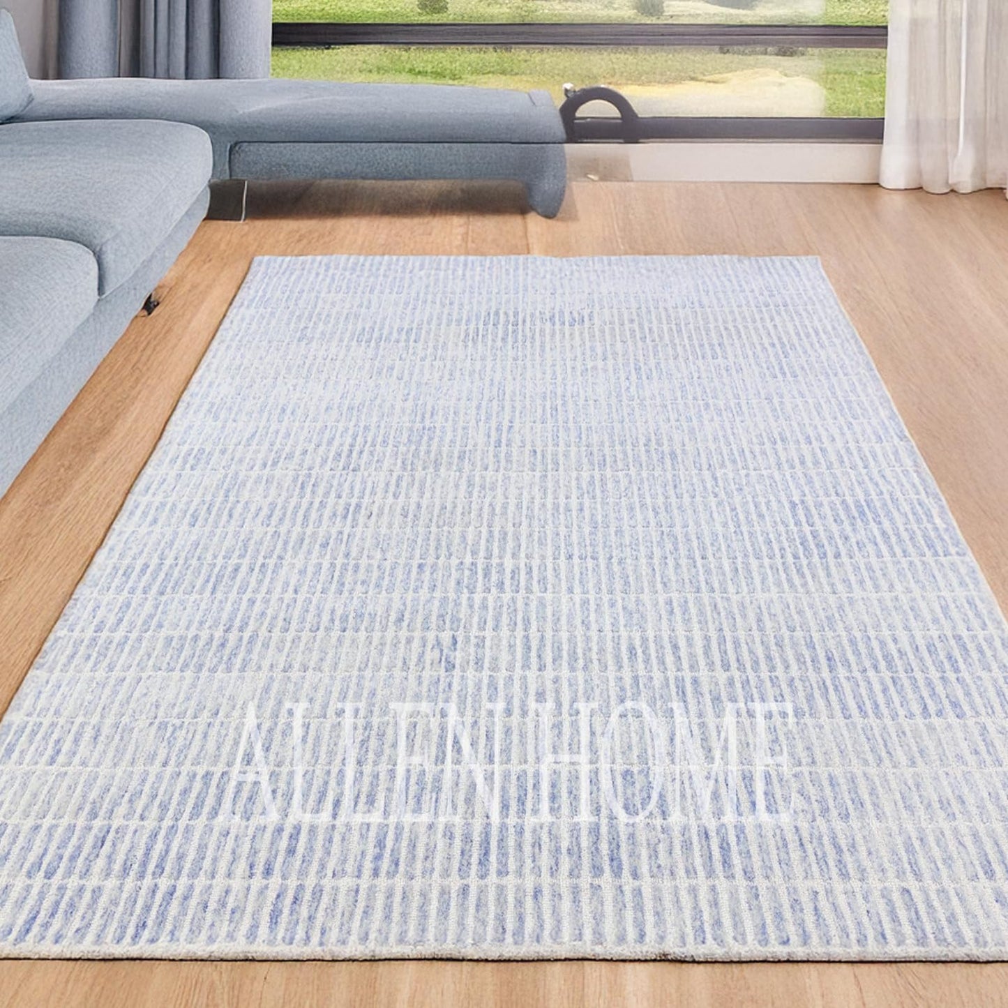 Allen Home Traditional Capitola Wool Area by Allen Home - Durable - 100% Wool, Hand Tufted - Living Room, Dining Room, Bedroom, and Entryway Area Rugs - 3’ x 5’ - Capitola Blue