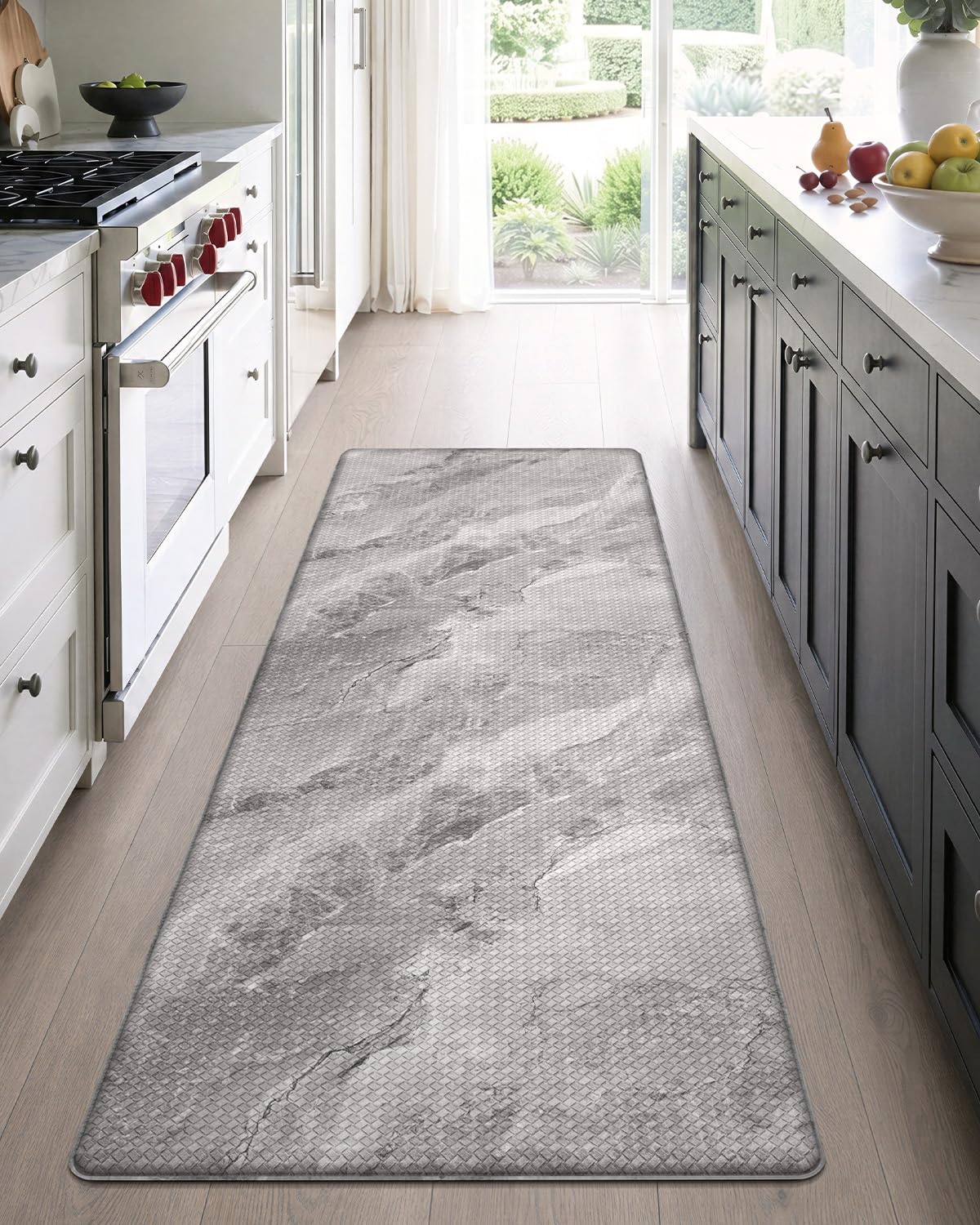 Color&Geometry Marble Kitchen Mats for Floor 24x87, Non Slip Wide & Large Kitchen Runner Rug, Easy Clean, Oil & Water Resistant, Anti Fatigue Foam Standing Mat for Sink, Laundry, Office, Grey