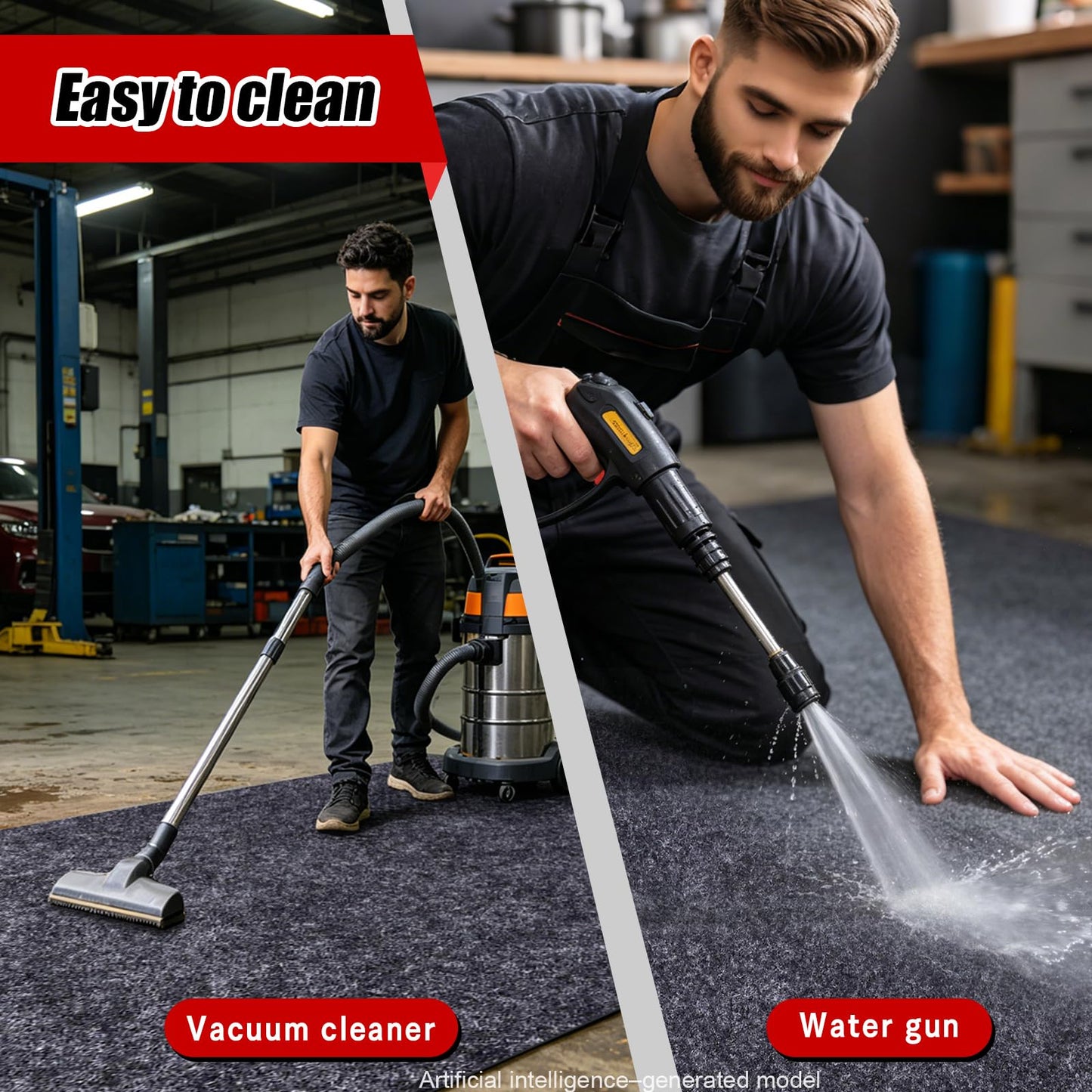 Garage Floor Mat 7.4x17 FT Large Waterproof Oil Spill Mat Non-Slip Backing Paking Mat for Under Car Washable Heavy Duty Floor Protector for Garage, Driveway
