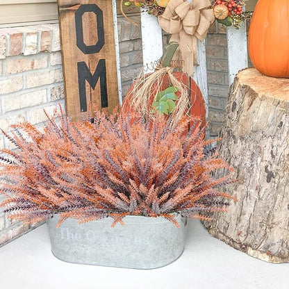 30 Bundles Artificial Fall Flowers Outdoors Fake Fall Lavender Flowers UV Resistant Plastic Faux Fall Plants for Indoor Home Porch Autumn Thanksgiving Fall Decorations (Brown)