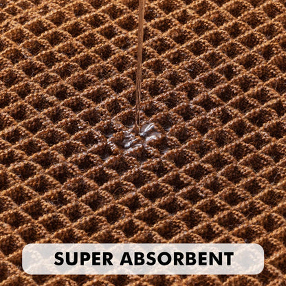 MIULEE Set of 2 Waffle Bathroom Rugs, Terracotta Boho Bath Rug Super Absorbent, Non Slip Washable Ultra Soft Rubber Backed Shower Bath Mats for Floor, Tub, Shower, Looped Design, Caramel, 18x30 Inch