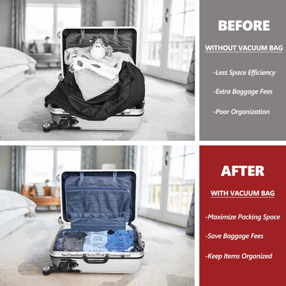 SUOCO Travel Vacuum Bags for Luggage with Portable Electric Pump, 8 Small Packing Seal Bags for Clothing Suitcase Backpack, Space Saver Compression Clothes Storage Bag