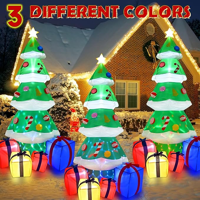 FRAMICS 7 FT Christmas Inflatable Outdoor Decoration, Inflatable Christmas Tree, Built-in LED Blow Up Christmas Decorations Outdoor, Colorful Christmas Tree Inflatable for Xmas Party Garden Decor
