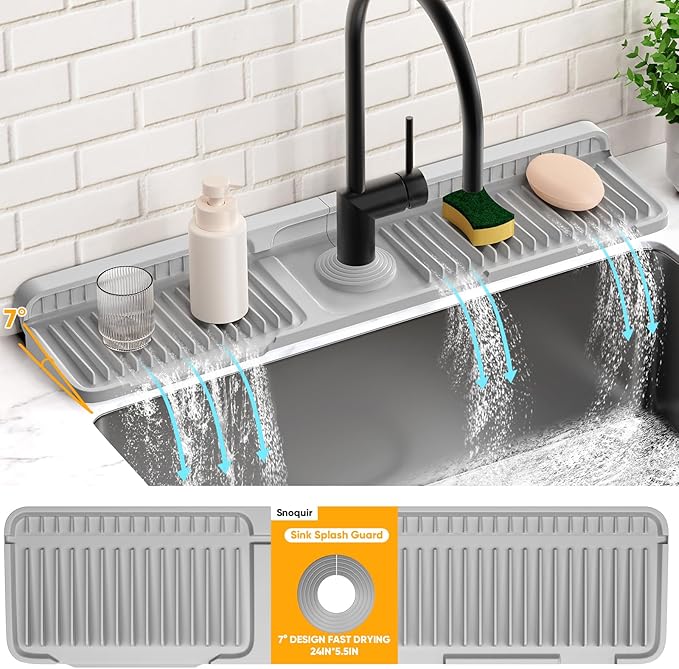 24'' Folding Faucet Mat for Kitchen Sink Splash Guard Kitchen Sink Faucet Mat