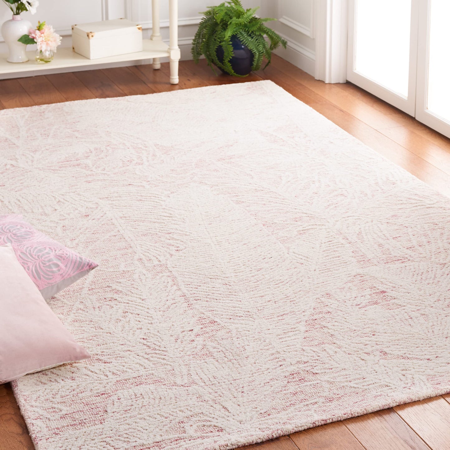SAFAVIEH Metro Collection Accent Rug - 3' x 5', Pink & Ivory, Handmade Botanical Wool, Ideal for High Traffic Areas in Entryway, Living Room, Bedroom (MET880U)