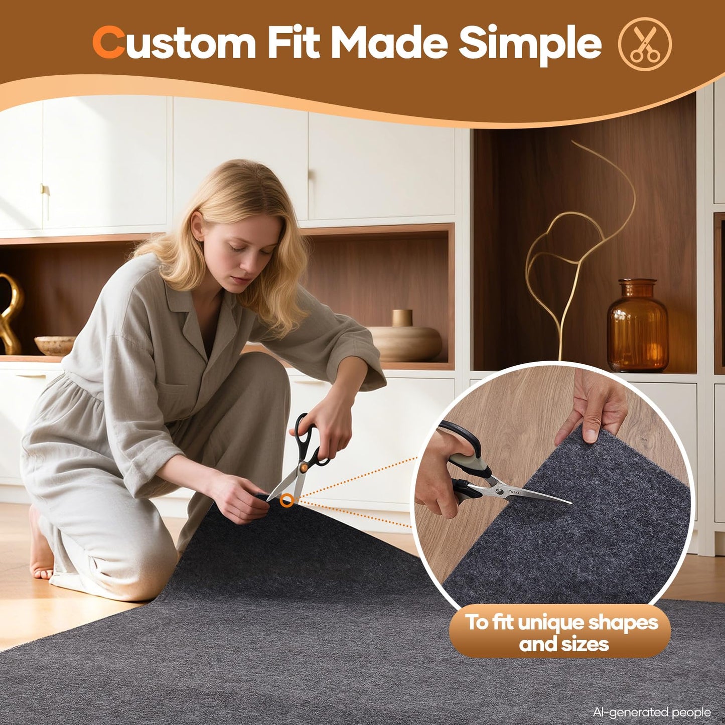 Veken Non Slip Cushioned Rug Pad Gripper 9 x 12 Ft, Felt and Silicone Backing, 1/4 inch Thick Carpet Liner for Hardwood Floors and Finishes, Under Area Rugs Anti Skid Mat, Keep Rugs Safe and in Place