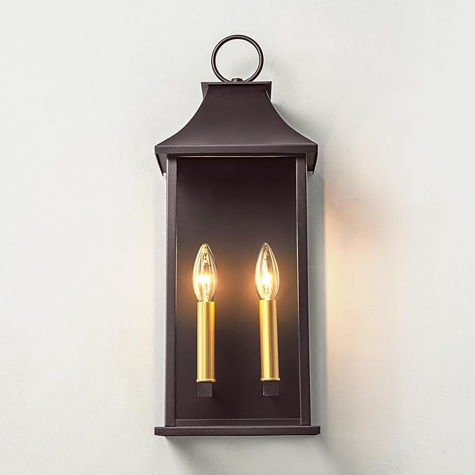 Oil Rubbed Bronze Dusk to Dawn Outdoor Wall Light, 20.6" Large Outside Wall Sconce Light 2-Light, Modern Exterior Wall Lantern with Glass, Waterproof Outdoor Porch Light for House, Porch