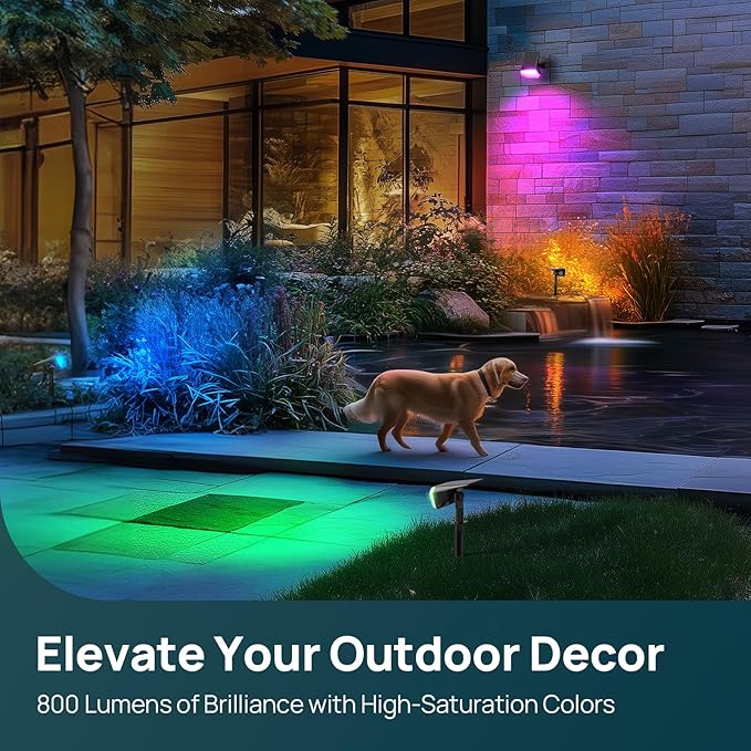 Linkind RGB Solar Christmas Lights Outdoor Spotlights IP67 Waterproof 10 Lighting Modes Solar Color Changing Lights Outdoor for Yard Garden Landscape Christmas Decorations (Multicolor, 6 Pack)