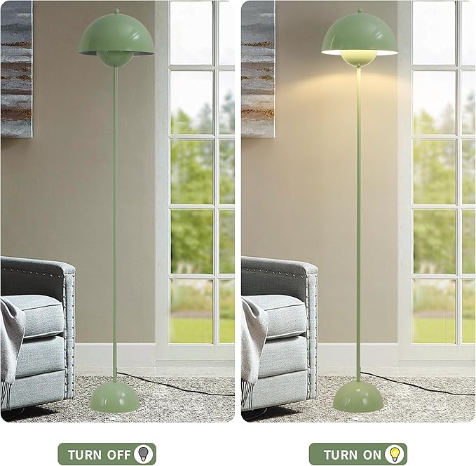 Modern Flowerpot Floor Lamp for Living Room, Industrial Tall Standing Lamp for Bedroom, Metal Shade Reflecting Light Reading Floor Lamp for Bedroom, Nursery Room, Corner(Green)