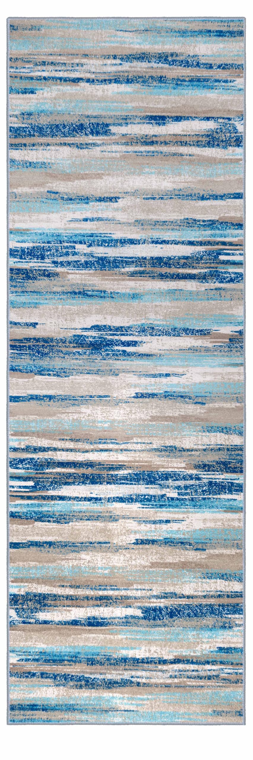 Lansny Abstract Runner Rug 2x6, Blue Washable Hallway Runner Rug Non-Slip, Soft Printed Kitchen Runner, Thin Faux Wool Runners for Hallways, Modern Floor Carpet for Entryway Bedroom Hall Indoor